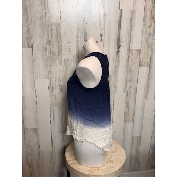 Xhilaration Blue White Ombre Lace Trim Tank Top – Size Medium - Picture 5 of 7